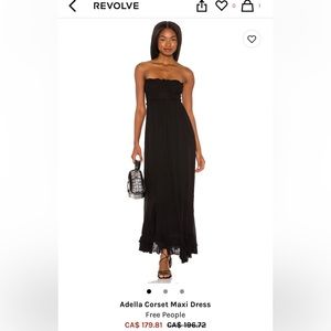 REVOLVE Adelle Corset Maxi Dress - FREE PEOPLE- BLACK - SMALL